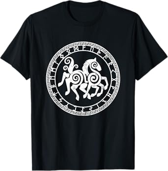 Sleipnir Horse Von Odin Rune Circle Viking Gift T-Shirt