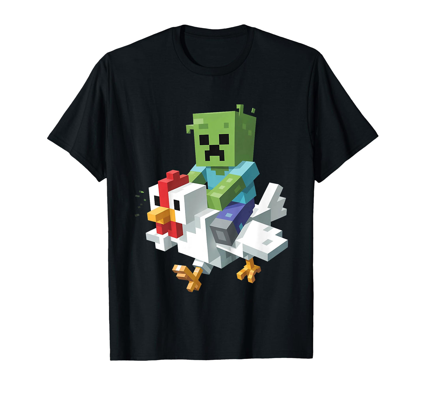 Kids Jock Chicken Shirt Pixel Art Gamer Zombie Boys Kids Tees T-Shirt