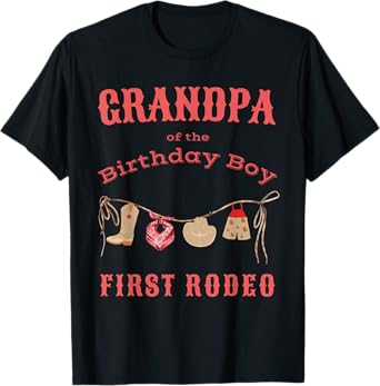 Grandpa First Rodeo 1st Birthday Cowboy Family Matching T-Shirt