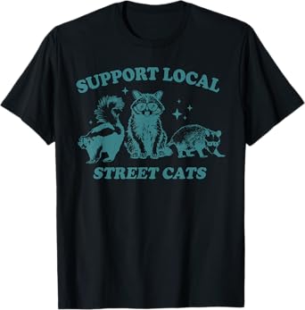 Support-Local-Street-Cat Funny Vintage Raccoon Opossum Skunk T-Shirt for Men Women
