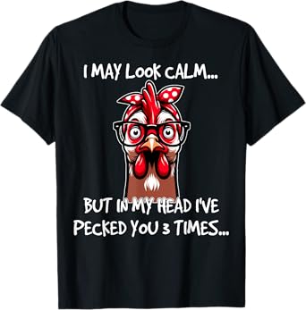 Chicken With Bandana Headband Glasses Funny For Women Girls T-Shirt