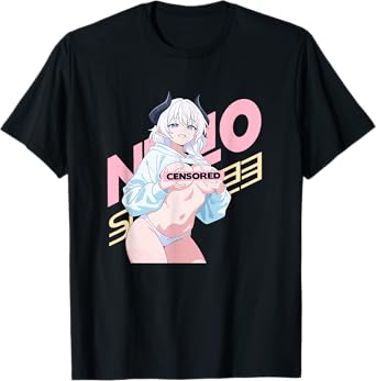 Waifu Sexy Anime Girl Horns Japanese Retro Art T-Shirt