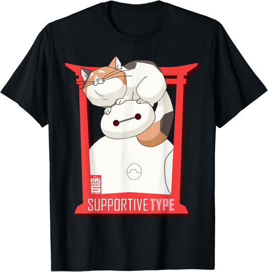 Disney Big Hero 6 TV Series Baymax and Cat Graphic T-Shirt T-Shirt