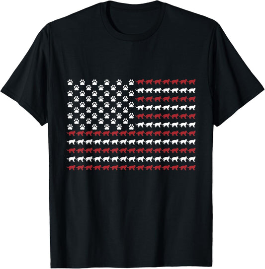 Russian Blue 4th of July Cat Paw Print T-Shirt