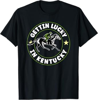Vintage Getting Lucky In Kentucky Funny Horse Racing T-Shirt