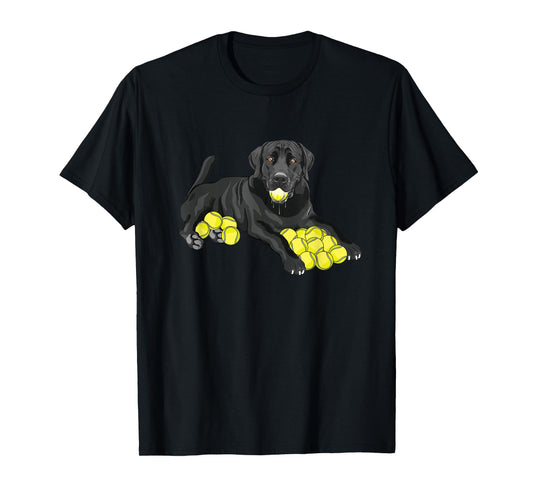 Black Labrador Retriever Tennis Ball Tennis Player Dog Lover T-Shirt