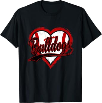 Vintage Bulldog Heart Throwback Design For Men Women Kids T-Shirt
