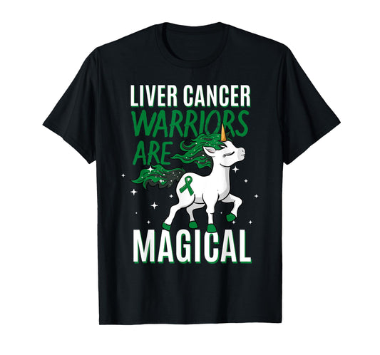 Liver Cancer Warrior Magical Unicorn Green Ribbon Jaundice T-Shirt