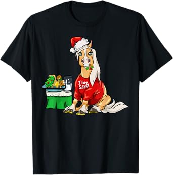Haflinger Horse I Love Santa T-Shirt Christmas Horses Gifts T-Shirt
