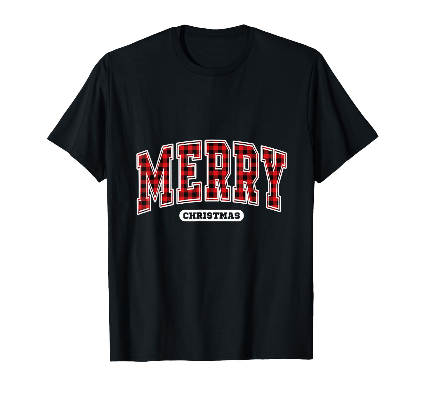 Merry Christmas Xmas Holiday Plaid Red For Womens Men T-Shirt