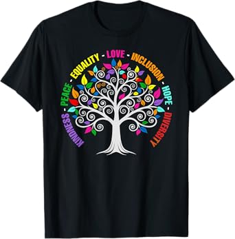 Kindness Peace Equality Love Inclusion Hope Diversity Retro T-Shirt