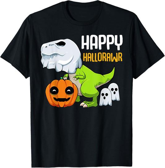 Happy Hallorawr Lazy Halloween Costume Funny T-Rex Ghost T-Shirt