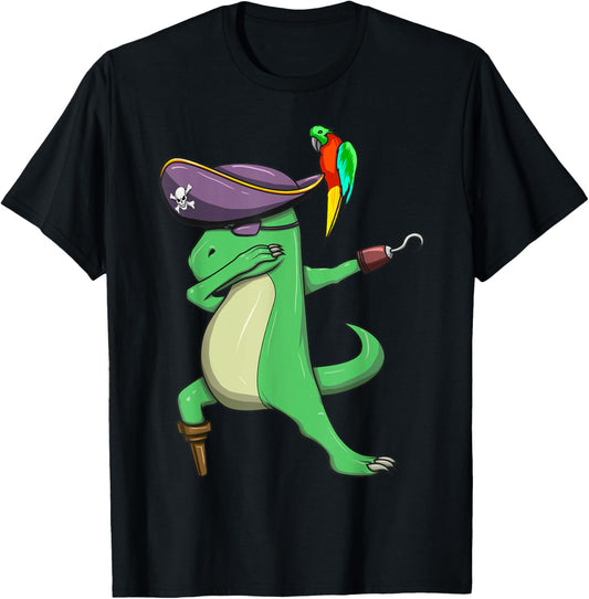 Dabbing Pirate Dinosaur T Rex Funny Tyrannosaurus Halloween T-Shirt
