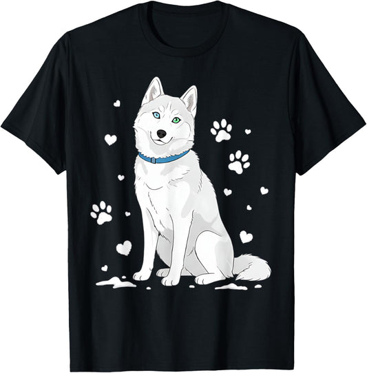 Cute White Siberian Husky Cool White Snow Dog Mother's Day T-Shirt