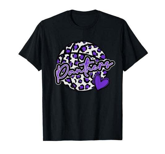 Leopard Cheetah Basketball PANTHERS Purple Spirit Game Tee T-Shirt