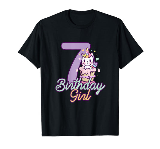 7 Years Old Birthday Girl Gifts Unicorn 7th Birthday T-Shirt