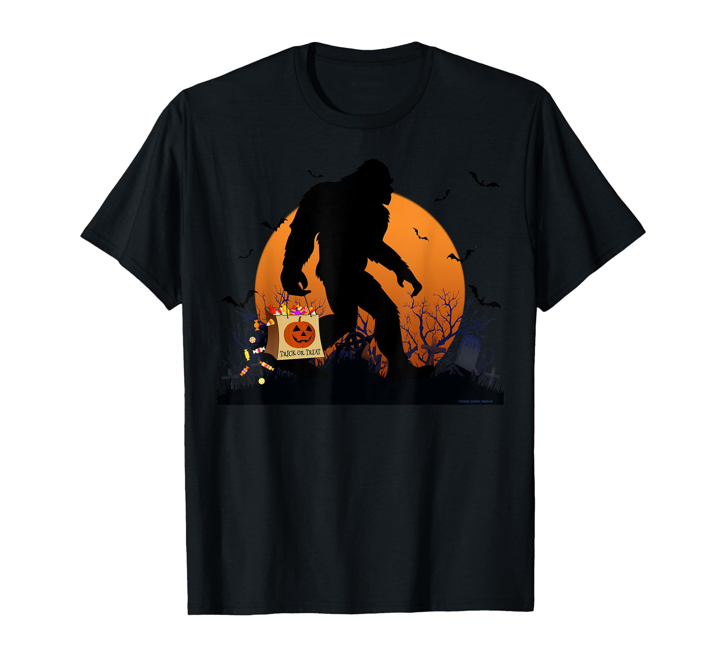 Funny Halloween Bigfoot Trick or Treating Full Moon Bigfoot T-Shirt