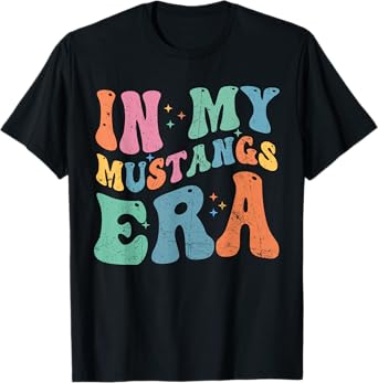 In My Mustangs Era Back to School Spirit Game Retro Groovy T-Shirt