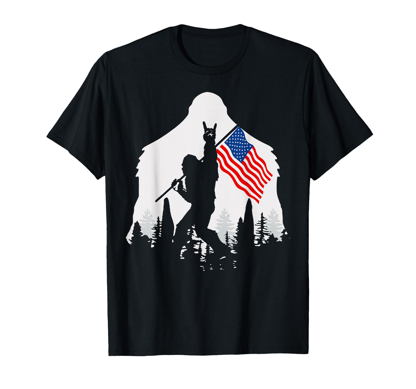 4th of July Shirt Bigfoot Sasquatch USA American Flag T-Shirt