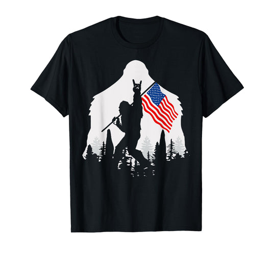 4th of July Shirt Bigfoot Sasquatch USA American Flag T-Shirt
