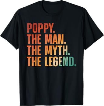 Poppy Design For Grandpa Grandfather From Grandkids Poppy T-Shirt