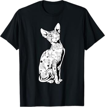 Goth Sphynx Hairless Cat Lovers with Tattoos T-Shirt