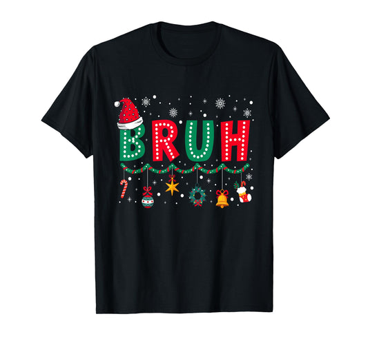 Bruh Christmas Funny Slang Meme Xmas Pajamas Boys Teens Men T-Shirt