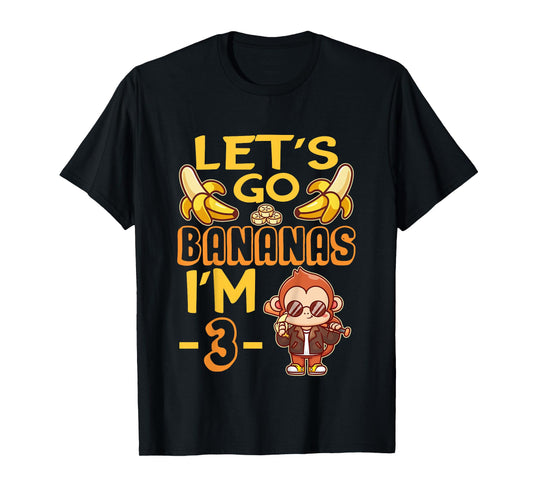 Let's Go Bananas I'm 3 Zoo Jungle Safari 3rd Birthday T-Shirt