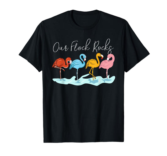 Our Flock Rocks Flamingos Lover Family Vacation Group T-Shirt