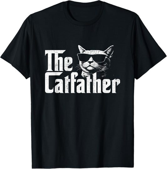 Mens The Catfather Funny Cat Dad Fathers Day Vintage Father's Day T-Shirt