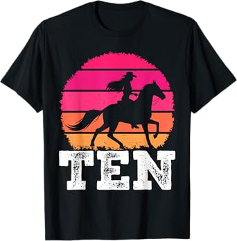 10th Birthday Ten Horse Girl Equestrian 10 Years Old Girls T-Shirt