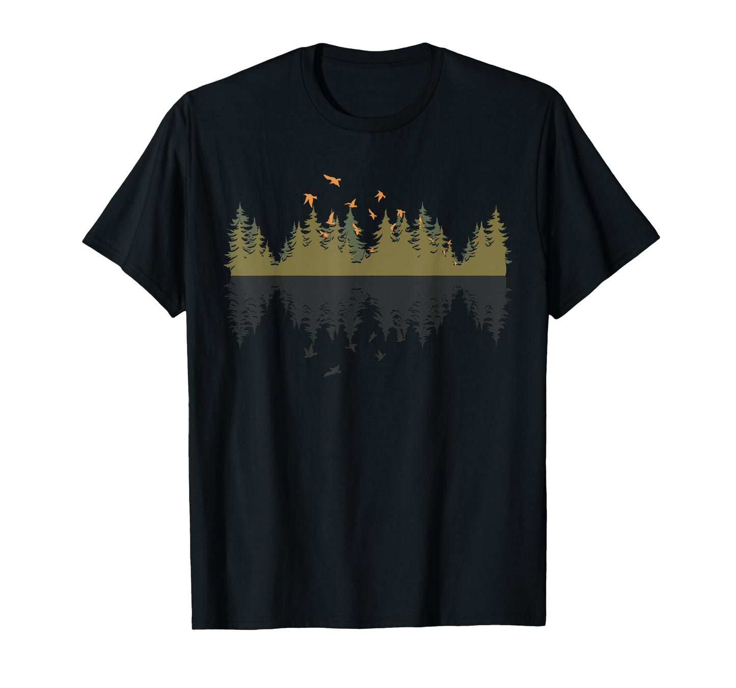 Trees Reflection Birds Trees Nature Wildlife Outdoors Forest T-Shirt