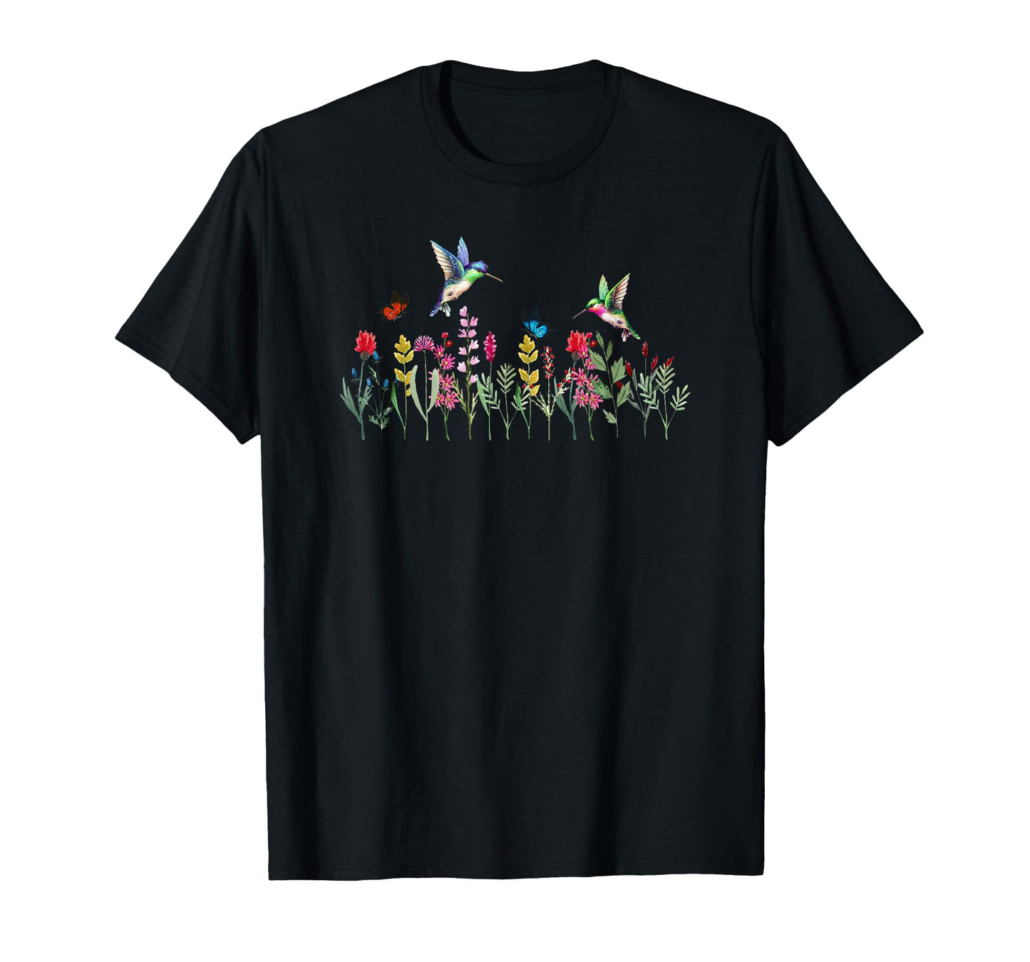 Hummingbird Floral Gifts for Women Bird Watcher Flower Tee T-Shirt