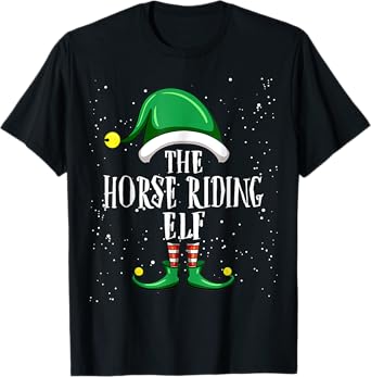 Horse Riding Elf Group Matching Family Christmas Funny T-Shirt