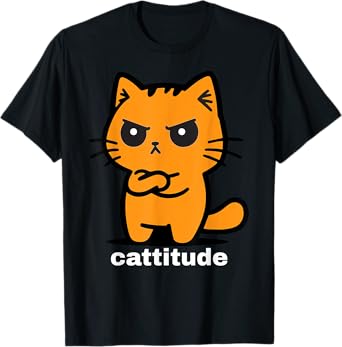 Orange Cat, Cattitude, Cat Lovers, Funny Angry Cat, Cute Men Women Kids T-Shirt