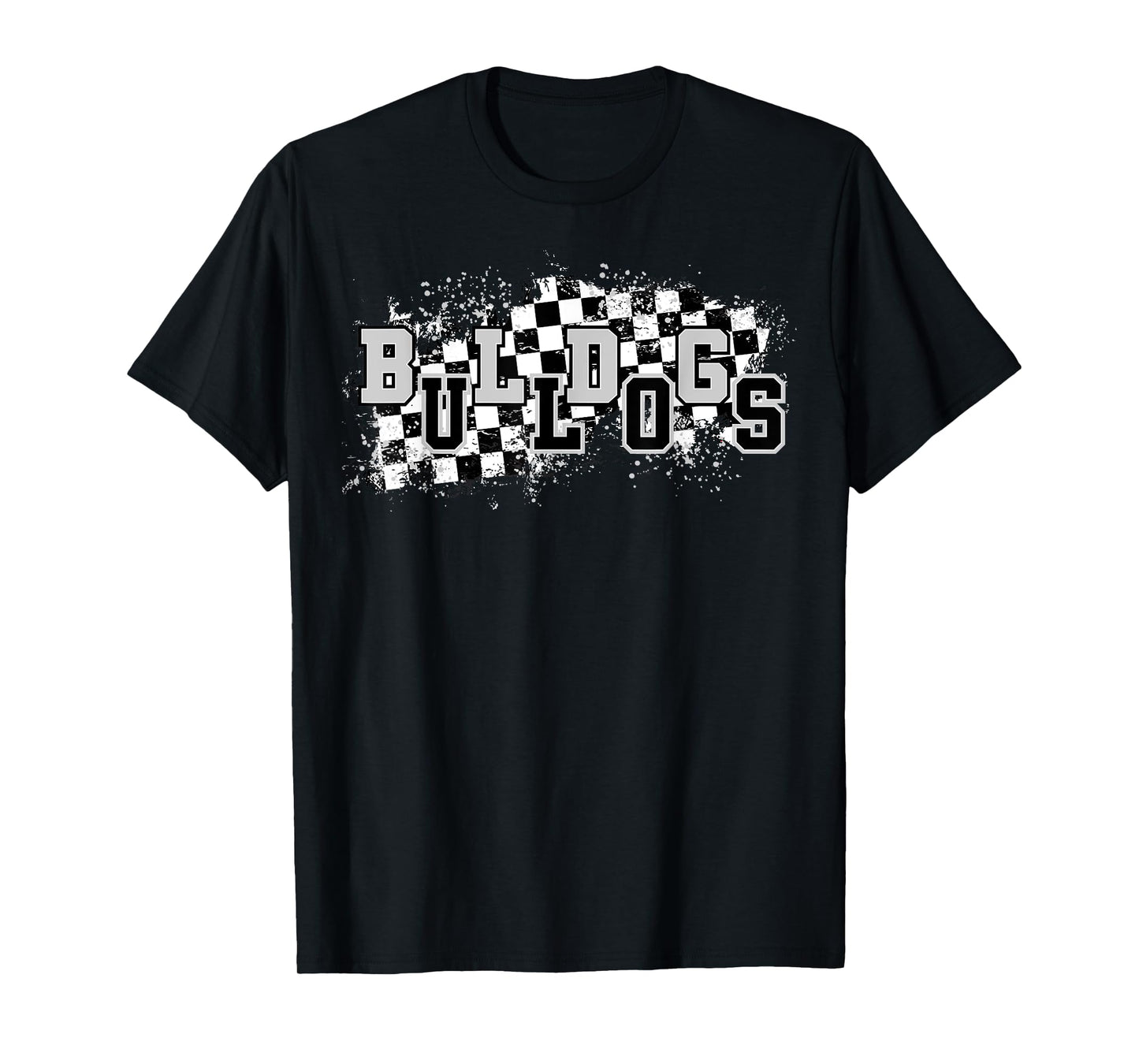 Bulldogs School Spirit Bulldog Pride Checkered Teacher T-Shirt