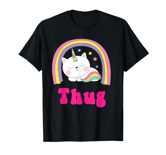 Thug Shirts | Sarcastic Retro Rainbow Funny Unicorn Thug T-Shirt