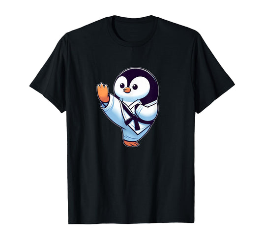 Cute Cartoon Penguin Karate Martial Arts T-Shirt