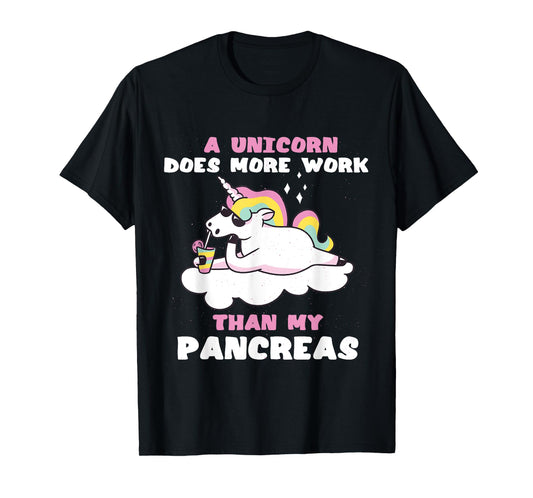 Pancreas Funny Unicorn Type 1 Diabetes Blood Sugar Insulin T-Shirt