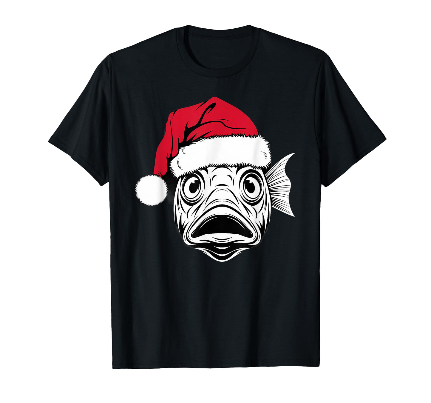 Funny Santa Fish on Marry Christmas Fish T-Shirt