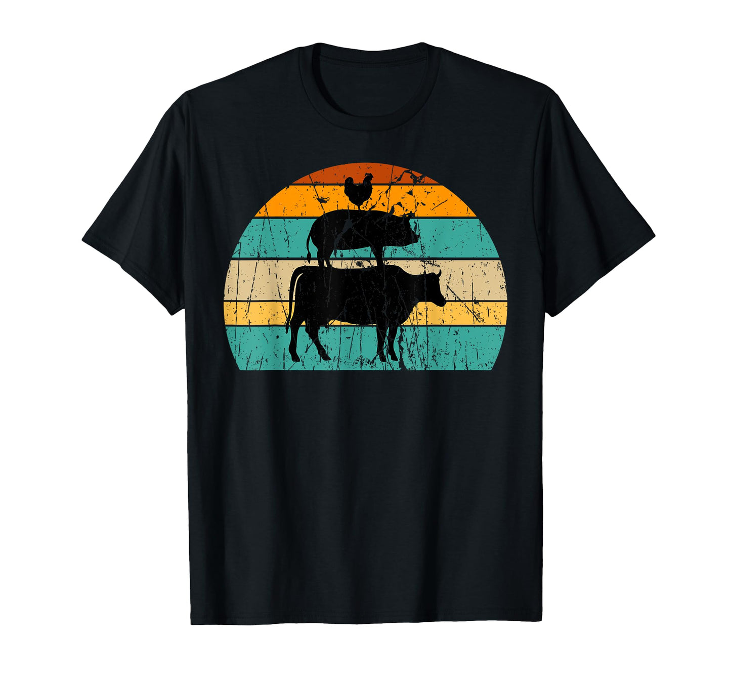 Vintage My Food Pyramid Carnivore Meat Eater Pig Cow Chicken T-Shirt