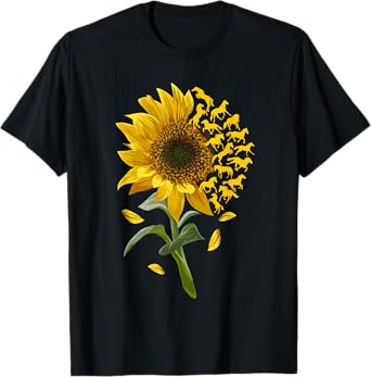 Beautiful Sunflower Horse Racing Flower Graphic T-Shirt