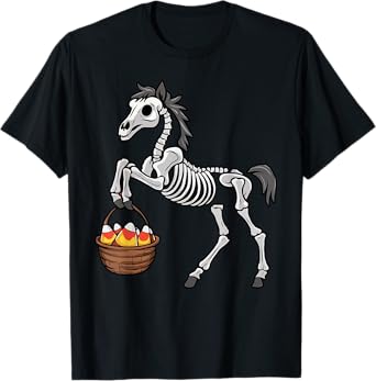 Funny Horse Lover Halloween Skeleton Spooky Candy Corn T-Shirt