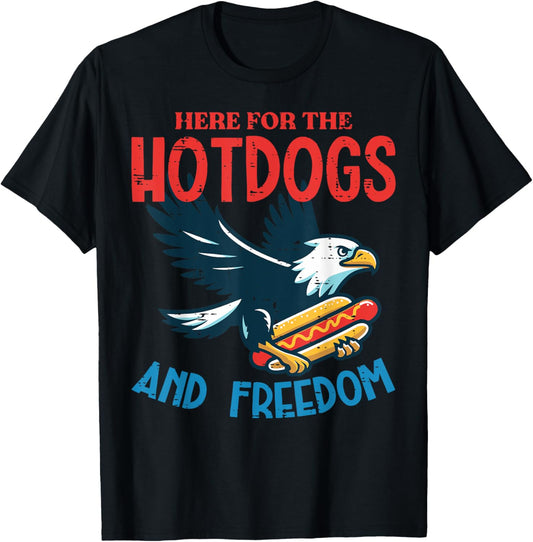 4th Of July Eagle Here Hotdogs Freedom Men Women Kids T-Shirt