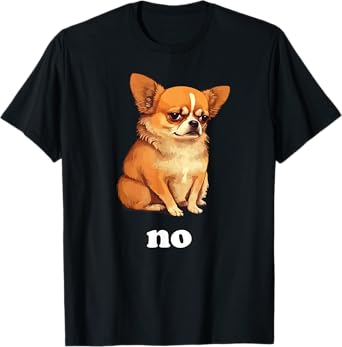 Funny Chihuahua Dog Pet Meme (No) Unisex-Kids Black Cartoon Chihuahua Humor T-Shirt