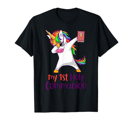 Dabbing Unicorn My 1st Holy Communion Christian Cute Unicorn T-Shirt