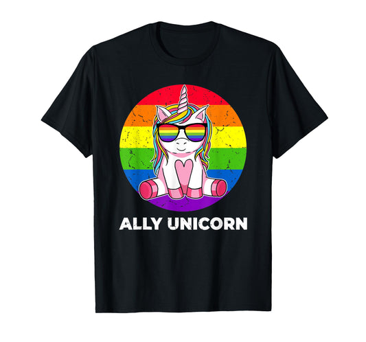 Ally Unicorn Gay Pride LGBT Flag T-Shirt