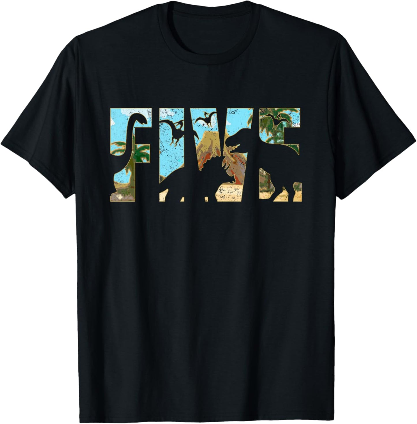 Kids 5 Years Old Birthday Boy Dinosaur T Rex 5th Birthday T-Shirt
