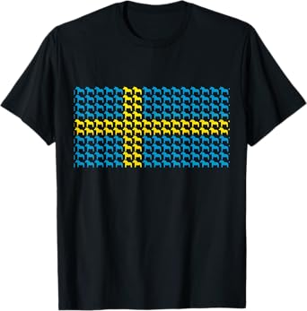 Swedish Flag Dala Horse Design Yellow and Blue T-Shirt