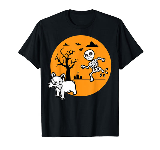 French Bulldog Dog Skeleton Bone Halloween Costume Dog Owne T-Shirt for Men Women Kids